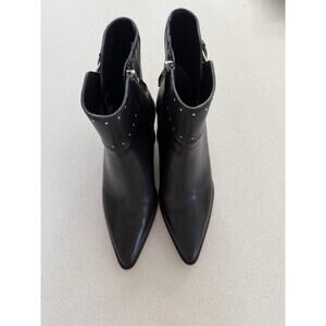 Paige Giselle Pointed Toe Studded Leather Bootie‎ in Black 9